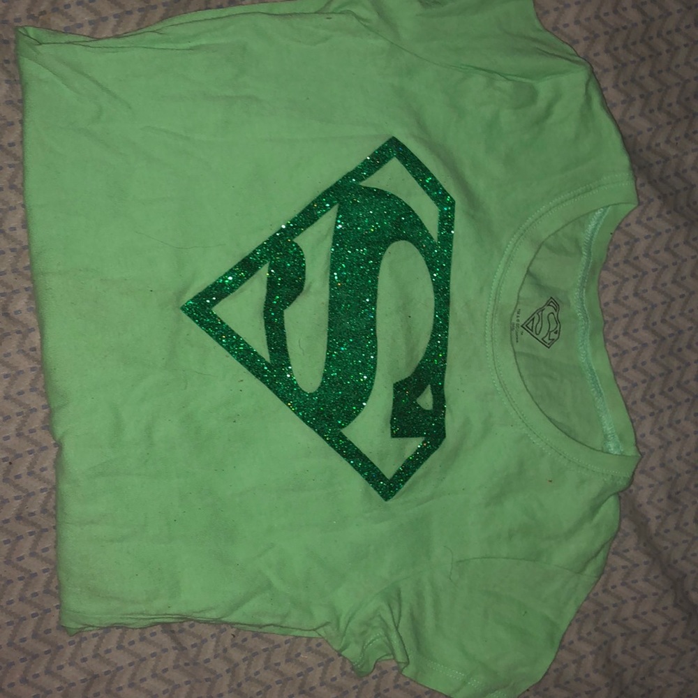 girls glittery Superman shirt